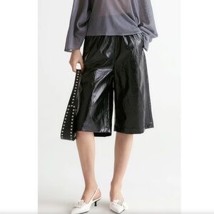 35. FRONT ROW SHOP Soho Patent Shorts in Acetate-Black $179 NWT Medium